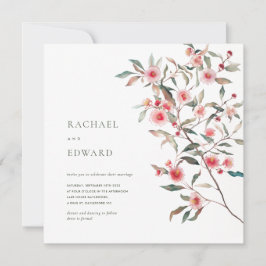 Eukalyptus Grün und rosa Blumen Hochzeit Einladung