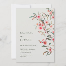 Eukalyptus Grün und rosa Blumen Hochzeit Einladung