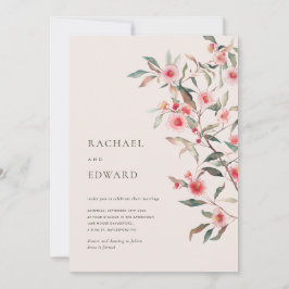 Eukalyptus Grün und rosa Blumen Hochzeit Einladung