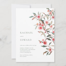 Eukalyptus Grün und rosa Blumen Hochzeit Einladung