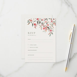Eukalyptus Grün und rosa Blumen Hochzeit RSVP Karte