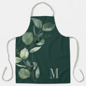 Eukalyptus-Grün-Wasserfarbe-Botanisches Monogramm Schürze (Vorderseite)