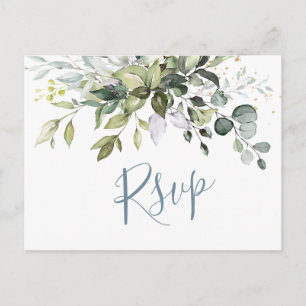 Eukalyptus Grün Wasserfarbe Hochzeit RSVP Postkarte