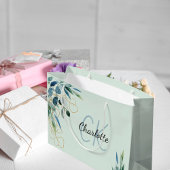 Eukalyptus Grünblättrige Monogramm-Initialen Große Geschenktüte