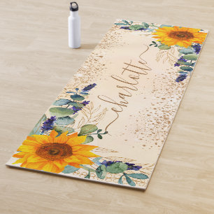 Eukalyptus-Grünblumen Glitzer Staub Yogamatte