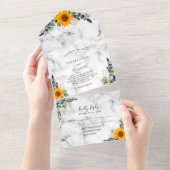 Eukalyptus-Grünblumen Marmorhochzeit All In One Einladung (Abreißen)