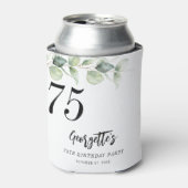 Eukalyptus-Grüne 75. Geburtstag Dosenkühler (Kanne Vorderseite)