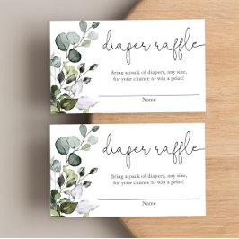 Eukalyptus-Grüne Babydusche-Windeln-Gewinnkarte Begleitkarte