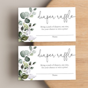 Eukalyptus-Grüne Babydusche-Windeln-Gewinnkarte Begleitkarte