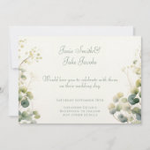 Eukalyptus-Grüne Blätter auf Silberdollarhochzeit Einladung (Vorderseite)