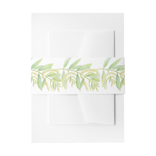 Eukalyptus-grüne Blätter Creme Blume Aquarell Einladungsbanderole (Vorderseite Beispiel)