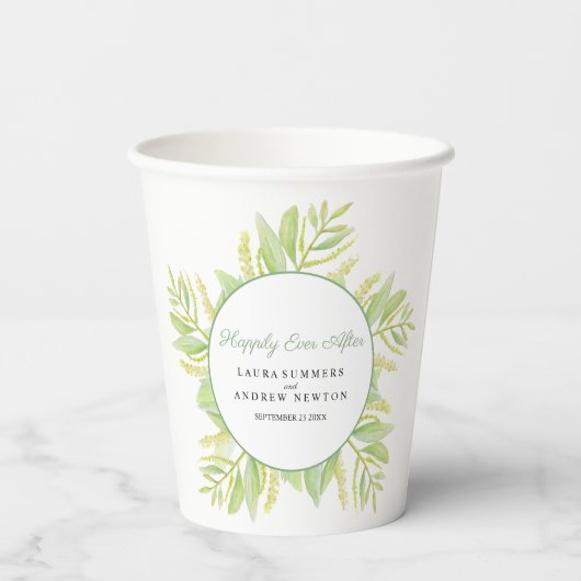 Eukalyptus-grüne Blätter fröhlich Pappbecher (Rückseite)