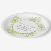 Eukalyptus-grüne Blätter fröhlich Pappteller (Schrägansicht)