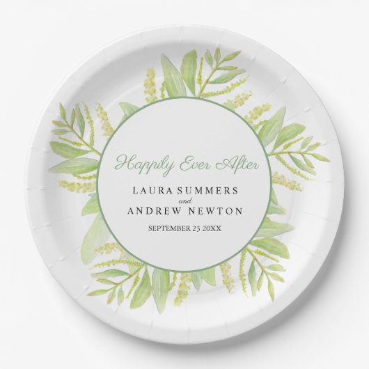 Eukalyptus-grüne Blätter fröhlich Pappteller (Vorderseite)