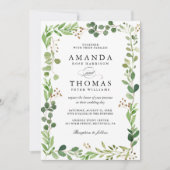 Eukalyptus Grüne Blätter Grenzrahmen Chic Hochzeit Einladung (Vorderseite)