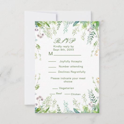 Eukalyptus Grüne Blätter Hochzeiten Details RSVP Karte (Vorderseite)
