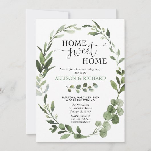 Eukalyptus-grüne Blätter Party Einladung (Vorderseite)