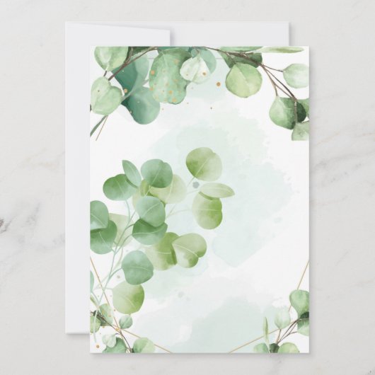 Eukalyptus-grüne Blätter Taufe Einladung (Rückseite)