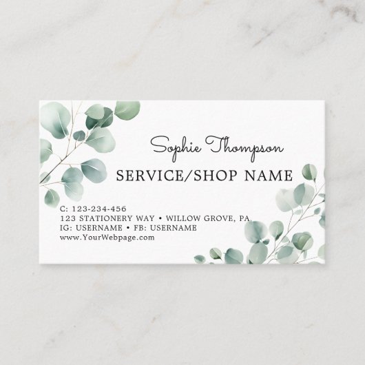 Eukalyptus-grüne Blätter Terminkarte (Vorderseite)