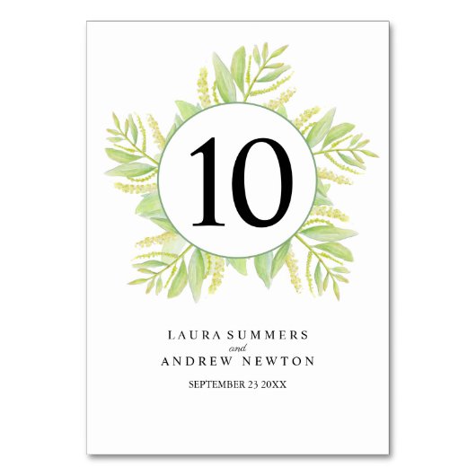 Eukalyptus-grüne Blätter Tischnummer (Rückseite)