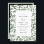 Eukalyptus Grüne Blüten Hochzeiten Einladung<br><div class="desc">Eine wunderschöne handgezeichnete Aquarell Eukalyptusgrün und Kaugummi blüten Hochzeitsdesign. Ein einzigartiges Design,  das illustrierte Aquarell Eukalyptus-Blätter und Blumenblüten botanischen Ursprungs verwendet. Ein modernes Eukalyptus-Blumendesign. Ein elegantes Hochzeitsdesign mit modernen Elementen. Es stehen auch passende Hochzeitsstilleriedateien und andere Hochzeitsformate zur Verfügung.</div>