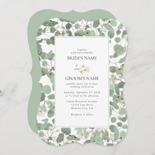 Eukalyptus Grüne Blüten Hochzeiten Einladung (Vorne/Hinten)