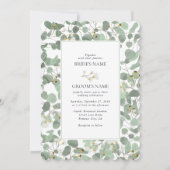 Eukalyptus Grüne Blüten Hochzeiten Einladung (Vorderseite)