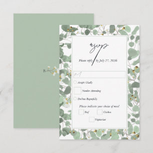 Eukalyptus Grüne Blüten Hochzeiten RSVP Karte