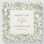 Eukalyptus Grüne Blüten Hochzeiten Steinuntersetzer (Vorderseite)