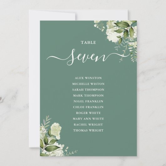 Eukalyptus Grüne Blütensitzplan Tischnummer (Vorderseite)