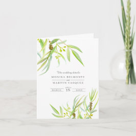 Eukalyptus - grüne Details und Karte des Hochzeits