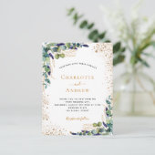 Eukalyptus-Grüne elegante botanische Hochzeit Einladungspostkarte (Stehend Vorderseite)