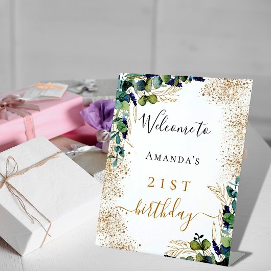 Eukalyptus-Grüne Geburtstag Sockelschild