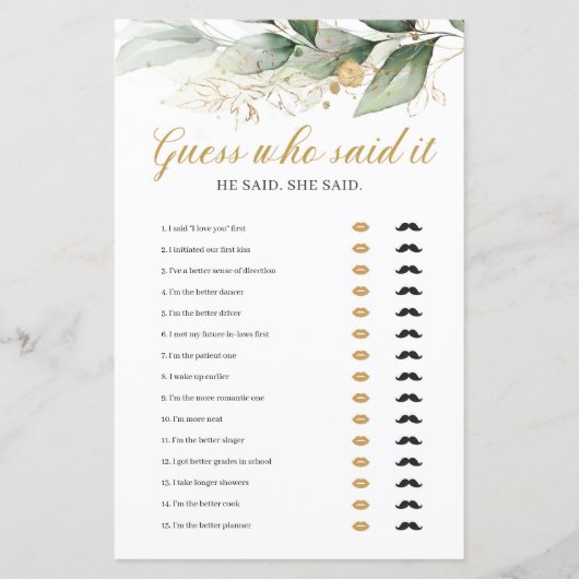 Eukalyptus grüne goldene Vermutung, wer sagte es S (Vorderseite)