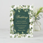 Eukalyptus-Grüne Goldhochzeit Einladung (Stehend Vorderseite)