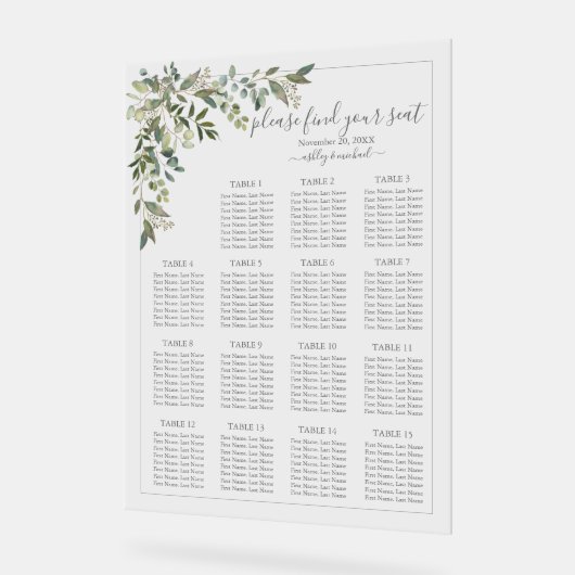 Eukalyptus Grüne Hochzeit Acrylschild (Winkel)