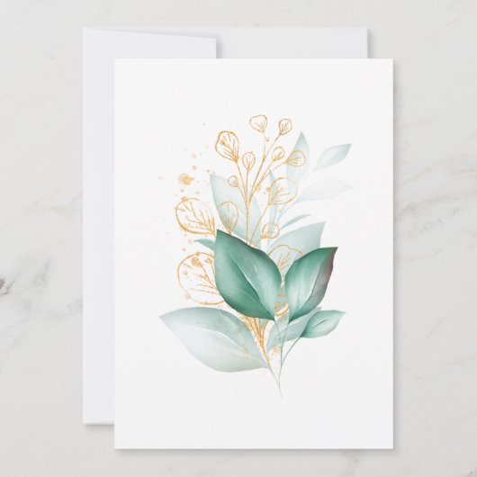 Eukalyptus-Grüne Hochzeit Einladung (Rückseite)