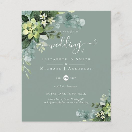 Eukalyptus-Grüne Hochzeit Flyer (Vorne)