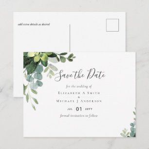 Eukalyptus-Grüne Hochzeit Postkarte
