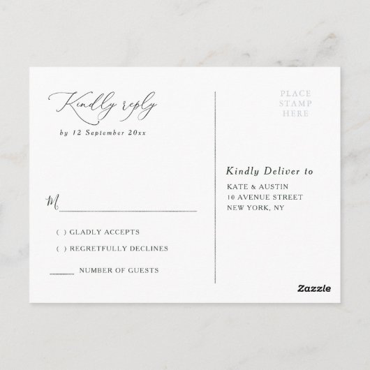 Eukalyptus-Grüne Hochzeit Postkarte (Rückseite)