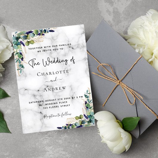 Eukalyptus-Grüne Marmor Einladung