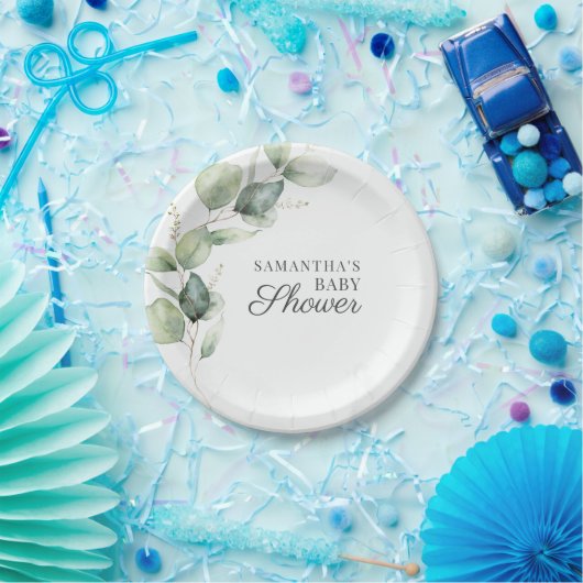 Eukalyptus Grüne Paare Kinderdusche Pappteller (Party)