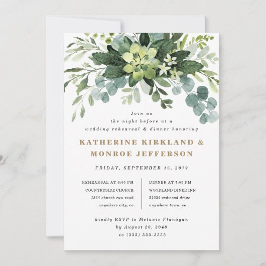 Eukalyptus Grüne Probe Abendessen Einladung (Vorderseite)