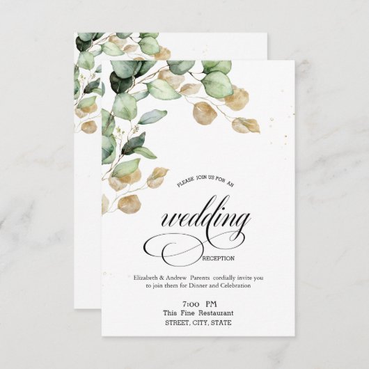 Eukalyptus Grüne Rehearsal Abendessen Einladung (Vorne/Hinten)