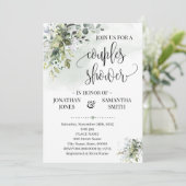 Eukalyptus-Grüne Staub Aquarellpaare Dusche Einladung (Stehend Vorderseite)