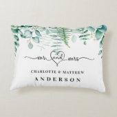 Eukalyptus grüne Waldfarne mr mrs names Dekokissen (Rückseite)