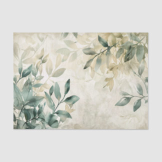 Eukalyptus-Grüne Wasserfarbe auf Creme Decoupage Seidenpapier