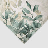 Eukalyptus-Grüne Wasserfarbe auf Creme Decoupage Seidenpapier (Ausschnitt)