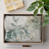 Eukalyptus-Grüne Wasserfarbe auf Creme Decoupage Seidenpapier (Geschenk)