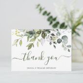 Eukalyptus Grüne Wasserfarbe Dankeskarte (Stehend Vorderseite)